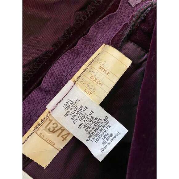 Vintage Renesciance Alfred Angelo Purple Velvet Dress - 13/14 - Picture 9 of 16